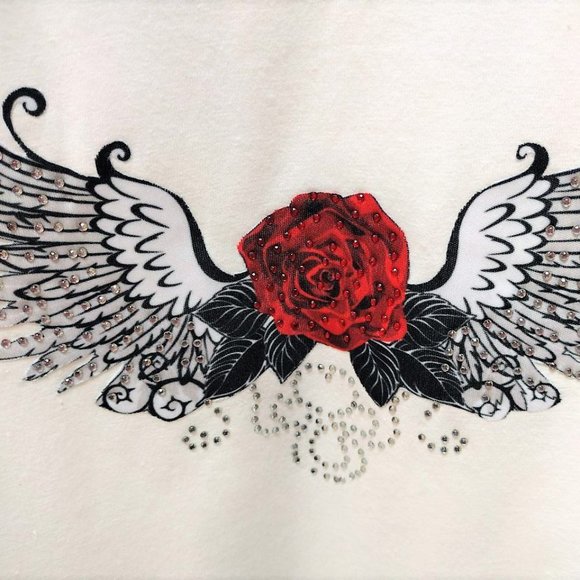 Wings & Flowers Rhinestone Bling Women Tee. Simply Beautifull!! - Picture 2 of 8
